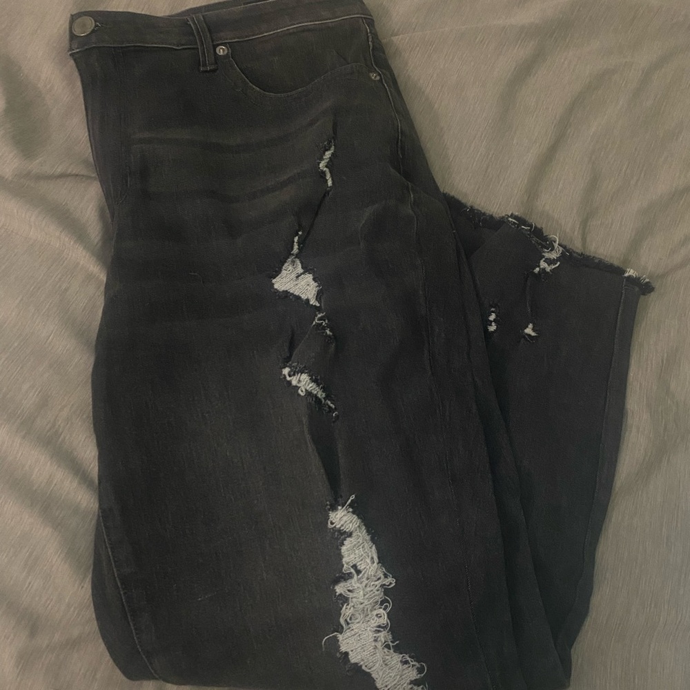 Fashion Nova Grey Distressed Jeans